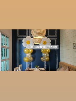 ลูกโป่ง วันเกิด ช่อลูกโป่งฟอยล์ดอกเดซี่ ช่อ 7 ลูก 2 ช่อ พร้อมตกแต่ง ลูกโป่งใส ใส่กลิตเตอร์ สามารถเปลี่ยนสีลูกโป่ง/เปลี่ยนฟอยล์ตกแต่งได้