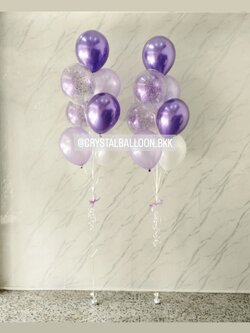 ลูกโป่ง แสดงความยินดี ช่อลูกโป่งสีโครเมี่ยม ช่อ 7 ลูก 2 ช่อ Theme สีม่วง พร้อมตกแต่ง สามารถเปลี่ยนสีลูกโป่งได้