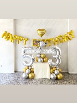 ลูกโป่ง วันเกิด ฟอยล์กระต่าย ตั้งฐาน พร้อม ฟอยล์ตัวเลข ขนาด 40" ตั้งฐาน 2 ชิ้น,ฟอยล์ตัวอักษร Happy Birthday ขนาด 16" 1 ชิ้น พร้อมตกแต่ง สามารถเปลี่ยนสีลูกโป่ง/เปลี่ยนข้อความ/เปลี่ยนสี-ฟอยล์ตกแต่งได้