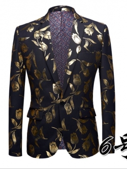 Pre-order เสื้อสูทชาย พิมพ์ลายดอกทิวลิปสีทอง ** เฉพาะเสื้อ**