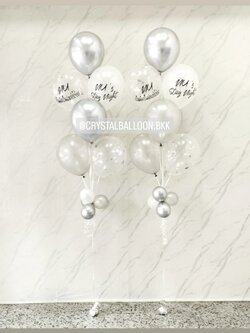 ลูกโป่ง Bride To Be ช่อลูกโป่ง ช่อ 7 ลูก 2 ช่อ Theme สีเงิน พร้อมตกแต่ง สามารถเปลี่ยนสีลูกโป่ง/เปลี่ยนข้อความได้