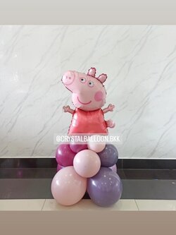 ลูกโป่งฟอยล์ตกแต่ง วันเกิดเด็ก ฟอยล์ Peppa Pig ตั้งฐาน 1 ชิ้น พร้อมตกแต่ง สามารถเปลี่ยนสีลูกโป่ง/เปลี่ยนฟอยล์ตกแต่งได้