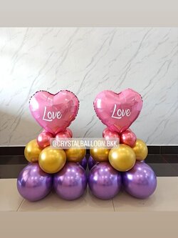 ลูกโป่ง วันครบรอบ ฟอยล์หัวใจ ขนาด 18" สีชมพู ตั้งฐาน 2 ชิ้น พร้อมตกเเต่ง สามารถเปลี่ยนสีลูกโป่ง/เปลี่ยนข้อความ/เปลี่ยนสี-ฟอยล์ตกเเต่งได้