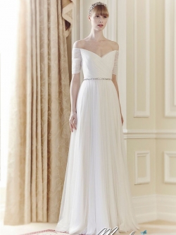 พร้อมเช่า ชุดราตรียาว & แบบปาดไหล่ สีขาว กระโปรงผ้าโปร่งตาข่ายนิ่ม ใส่สบายตัว อกจับจีบ เอวปักคริสตัลหรู (เชือกผูกหลัง)