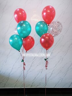 ลูกโป่ง Christmas ช่อลูกโป่ง 5 ลูก 2 ช่อ พร้อมตกแต่ง ลูกโป่งใส ใส่กลิตเตอร์ สามารถเปลี่ยนสีลูกโป่งได้