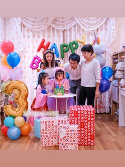 ลูกโป่ง วันเกิดเด็กหญิง Colorful Tone Kid Balloon พร้อมตกแต่ง