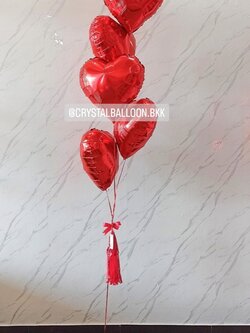 ลูกโป่ง วาเลนไทน์ ช่อลูกโป่งฟอยล์หัวใจ ขนาด 18" ช่อ 5 ลูก 1 ช่อ พร้อมตกแต่ง สามารถเปลี่ยนสี-ฟอยล์ตกแต่งได้