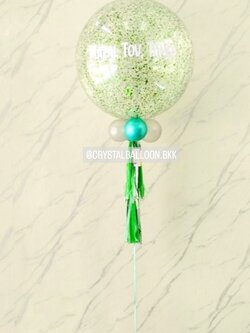 ลูกโป่ง เปิดงาน Bubble ขนาด 24" กลิตเตอร์สีเขียว 1 ลูก พร้อมตกแต่ง สามารถเปลี่ยนสีลูกโป่ง/เปลี่ยนข้อความ/เปลี่ยนขนาดได้