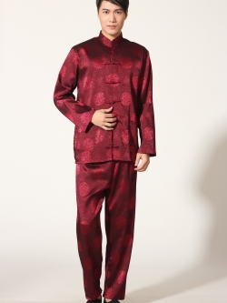 Pre-order ชุดจีน ชาย เสื้อพร้อมกางเกง สีแดง