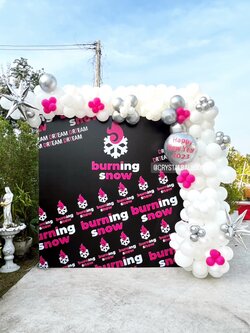 Organic Backdrop เปิดงาน New Year Theme ชมพู-ขาว พร้อมตกแต่ง (ราคาไม่รวมฉาก) สามารถเปลี่ยนสีลูกโป่ง/เปลี่ยนข้อความได้