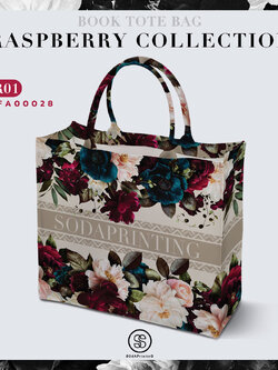 กระเป๋า Book Tote Bag RASPBERRY COLLECTION รหัส TFA00028 #ใส่ชื่อได้ #SOdAbag #SOdAPrintinG