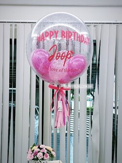 ลูกโป่ง วันเกิด Bubble ขนาด 24" กลิตเตอร์เงิน พร้อม ลูกโป่ง 6" 6 ลูก พร้อมตกแต่ง สามารถเปลี่ยนสีลูกโป่ง/เปลี่ยนข้อความ/เปลี่ยนขนาดได้