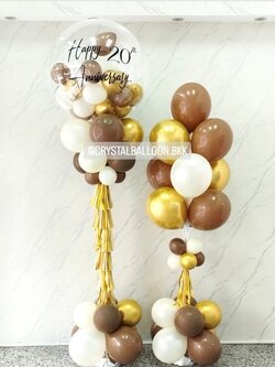 เสาลูกโป่ง ครบรอบ Bubble ขนาด 36" พร้อม ลูกโป่ง 6" ด้านใน 1 เสา พร้อม เสาช่อลูกโป่ง 10 ลูก 1 เสา พร้อมตกแต่ง สามารถเปลี่ยนสีลูกโป่ง/เปลี่ยนข้อความได้