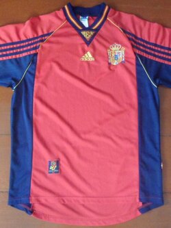 เสื้อฟุตบอล ทีมชาติสเปน ชุดเหย้า ชุดลุยศึกฟุตบอลโลก 1998 M-Size / SPAIN Football Shirt Home Kit World Cup 1998 Jersey M-Size