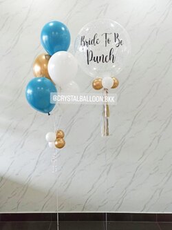 ลูกโป่ง Bride To Be Bubble ขนาด 24" กลิตเตอร์สีขาว พร้อม ช่อลูกโป่ง ช่อ 5 ลูก 1 ช่อ พร้อมตกแต่ง สามารถเปลี่ยนสีลูกโป่ง/เปลี่ยนข้อความ/เปลี่ยนขนาดได้