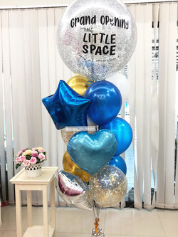 ลูกโป่ง Grand Opening Bubble ขนาด 24" พร้อมตกแต่ง ฟอยล์ดาว-ฟอยล์หัวใจ สามารถเปลี่ยนสีลูกโป่ง/เปลี่ยนสี-ฟอยล์ตกแต่ง/เปลี่ยนข้อความ/เปลี่ยนขนาดได้