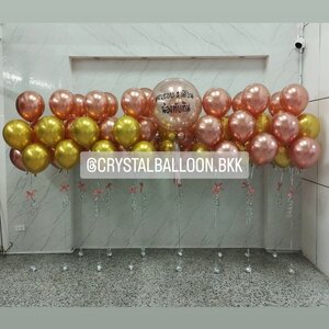 ลูกโป่ง วันเกิดเด็ก Bubble 24" กลิตเตอร์สีโรสโกลด์ พร้อมตกแต่ง ช่อลูกโป่งโครเมี่ยม ช่อ 5 ลูก 14 ช่อ สามารถเปลี่ยนสีลูกโป่ง/เปลี่ยนข้ความ/เปลี่ยนขนาดได้