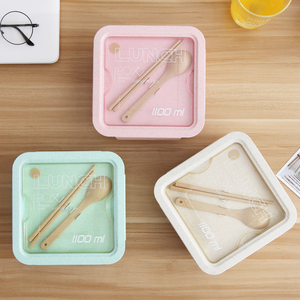 กล่องอาหารฟางข้าว#1228 1100 ml พร้อมช้อนตะเกียบ