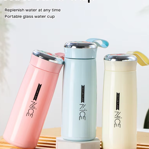 กระบอกแก้วหุ้มพลาสติก ฝาเกลียวพร้อมสายหูหิ้ว ขนาด 400 ml