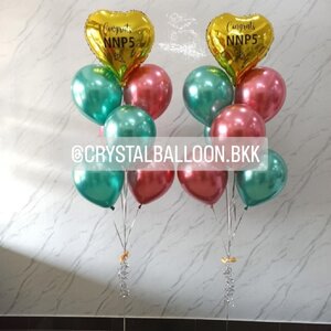 ลูกโป่ง แสดงความยินดี ช่อลูกโป่ง ฟอยล์หัวใจ ขนาด 18" ช่อ 7 ลูก 2 ช่อ พร้อมตกแต่ง สามารถเปลี่ยนสีลูกโป่ง/เปลี่ยนข้อความ/เปลี่ยนสี-ฟอยล์ตกแต่งได้