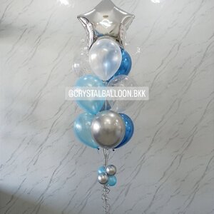 ลูกโป่ง วันเกิดเด็ก ช่อลูกโป่งฟอยล์ดาว ขนาด 24" ช่อ 10 ลูก 1 ช่อ พร้อมตกแต่ง ลูกโป่งใส ใส่กลิตเตอร์ สามารถเปลี่ยนสีลูกโป่ง/เปลี่ยนข้อความ/เปลี่ยนสี-ฟอยล์ตกแต่งได้