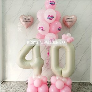 ลูกโป่ง เปิดงาน ช่อลูกโป่ง ช่อ 10 ลูก 1 ช่อ พร้อม ฟอยล์หัวใจ ขนาด 18" ตั้งพื้น/วางเดี่ยว 2 ชิ้น พร้อมตกแต่ง ฟอยล์ตัวเลข ขนาด 40" ตั้งฐาน 2 ชิ้น สามารถเปลี่ยนสีลูกโป่ง/เปลี่ยนข้อความ/เปลี่ยนสี-ฟอยล์ตัวเลขได้