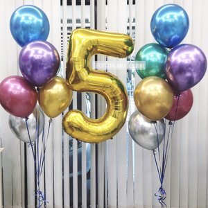 ลูกโป่ง วันเกิดเด็ก ช่อลูกโป่งสีโครเมี่ยม ช่อ 6 ลูก 2 ช่อ พร้อม ฟอยล์ตัวเลข ขนาด 40" 1 ชิ้น พร้อมตกเเต่ง สามารถเปลี่ยนสีลูกโป่ง/เปลี่ยนสี-ฟอยล์ตัสเลขได้