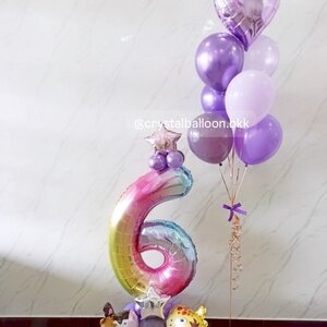 ลูกโป่งเกิดเด็ก ฟอยล์ตัวเลข ขนาด 40" 1 ชิ้น พร้อม ช่อฟอยล์หัวใจ ขนาด 18" ช่อ 7 ลูก 1 ช่อ Theme ม่วง พร้อมตกแต่ง สามารถเปลี่ยนสีลูกโป่ง/เปลี่ยนข้อความ/เปลี่ยนสี-ฟอยล์ตกแต่งได้