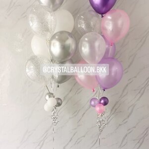 ลูกโป่ง วันเกิด ช่อลูกโป่ง 7 ลูก 2 ช่อ พร้อมตกแต่ง ลูกโป่งใส ใส่กลิตเตอร์ สามารถเปลี่ยนสีลูกโป่ง/เปลี่ยนข้อความได้