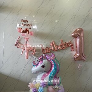 ลูกโป่งวันเกิดเด็ก ฟอยล์หัวยูนิคอร์น ตั้งฐาน 1 ชิ้น , ฟอยล์ตัวเลข40" เป่าลอย 1 ชิ้น ,Bubble 24" 1ลูก , ฟอยล์ HBD ตัวเขียน 1 เซท ,พร้อมลูกโป่งตกแต่ง , ลูกโป่งสามารถเปลี่ยนสีได้/ข้อความบนลูกโป่งสามารถเปลี่ยนได้
