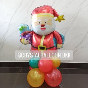 ลูกโป่ง Christmas ฟอยล์ซานต้า ตั้งฐาน 1 ชิ้น พร้อมตกแต่ง สามารถเปลี่ยนสีลูกโป่ง/เปลี่ยนสี-ฟอยล์ตกแต่งได้