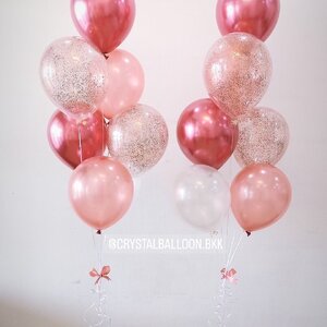 ลูกโป่ง แสดงความยินดี ช่อลูกโป่ง ช่อ 7 ลูก 2 ช่อ ธีมสีโรสโกลด์ พร้อมตกแต่ง สามารถเปลี่ยนสีลูกโป่ง/เปลี่ยนข้อความได้