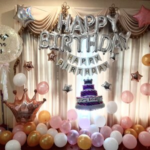 ลูกโป่ง วันเกิด HAPPY BIRTHDAY 13 ตัว สุดเซอร์ไพรส์ Bubble ขนาด 24" พร้อม ป้ายธง HBD,ลูกโป่งโปรยพื้น 40 ลูก,ฟอยล์ตกแต่ง พร้อมตกเเต่ง สามารถเปลี่ยนสีลูกโป่ง/เปลี่ยนสี-ฟอยล์ตัวอักษร/เปลี่ยนฟอยล์ตกแต่งได้