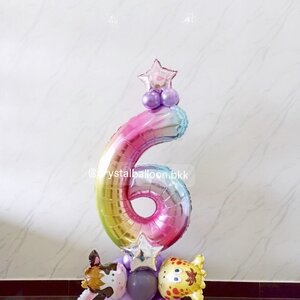 ลูกโป่งวันเกิดเด็ก ตกแต่ง ฟอยล์ตัวเลขตั้งฐาน 40" 1 ชิ้น พร้อมตกแต่ง สามารถเปลี่ยนสีลูกโป่ง/เปลี่ยนข้อความได้