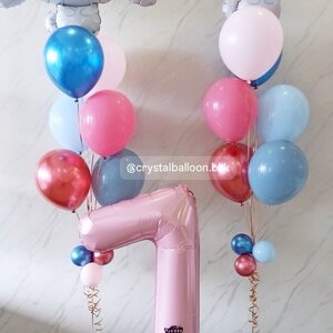 ลูกโป่ง วันเกิดเด็ก ช่อลูกโป่งฟอยล์Sanrio ช่อ 7 ลูก 2 ช่อ พร้อม ฟอยล์ตัวเลข ขนาด 40" ตั้งฐาน 1 ชิ้น Theme ชมพู - ฟ้า พร้อมตกแต่ง สามารถเปลี่ยนสีลูกโป่ง/เปลี่ยนข้อความ/เปลี่ยนสี-ฟอยล์ตัวเลข/เปลี่ยนฟอยล์ตกแต่งได้