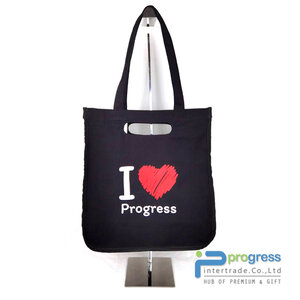 กระเป๋าผ้าแคนวาส 14 ออนส์ หูเจาะประกบข้าง ขนาด 32x35x10 cm.