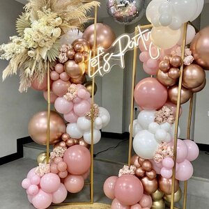 Organic Backdrop รูปแบบไม่ซ้ำใคร!!! Stand 2 ชิ้น Theme สีชมพู พร้อม ประดับดอกไม้,ตัวอักษรไฟ พร้อมตกแต่ง สามารถเปลี่ยนสีลูกโป่งได้