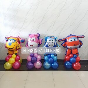ลูกโป่ง วันเกิดเด็ก ฟอยล์ Super Wings ตั้งฐาน 4 ชิ้น พร้อมตกแต่ง สามารถเปลี่ยนสีลูกโป่ง/เปลี่ยนฟอยล์ตกแต่งได้