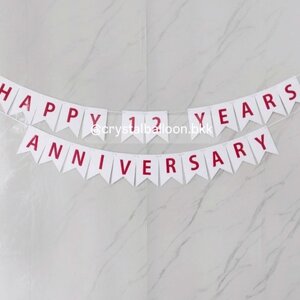 ป้ายธง วันครบรอบ 23 ตัวอักษร Theme ขาว - แดง พร้อมตกแต่ง สามารถเปลี่ยนสีตัวอักษร/เปลี่ยนข้อความได้