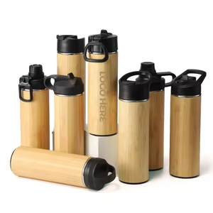 กระบอกสแตนเลสไม้ไผ่ ฝาเกลียวพลาสติก 500 ml