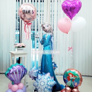ลูกโป่ง วันเกิดเด็กหญิง Theme เอลซ่า ฟอยล์กลม USA Bubble 18" สีชมพู พร้อม ฟอยล์หัวใจ ขนาด 18",ฟอยล์กลม ตกแต่ง 2 ตั้งฐาน พร้อมตกเเต่ง สามารถเปลี่ยนสีลูกโป่ง/เปลี่ยนฟอยล์ตกแต่งได้