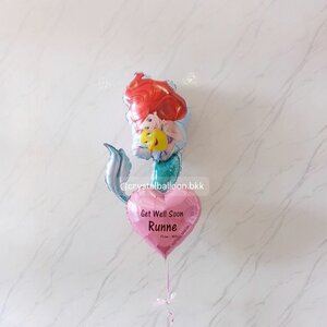 ลูกโป่ง เยี่ยมไข้ ช่อฟอยล์Mermaid 1 ชิ้น พร้อม ฟอยล์หัวใจ ขนาด 18" 1 ชิ้น พร้อมตกแต่ง สามารถเปลี่ยนข้อความ/เปลี่ยนฟอยล์ตกแต่งได้