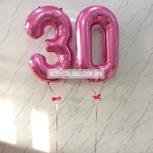 ลูกโป่ง วันเกิด ฟอยล์ตัวเลข ขนาด 40" สีชมพูเข้ม 2 ชิ้น พร้อมตกแต่ง สามารถเปลี่ยนสี-ฟอยล์ตัวเลขได้