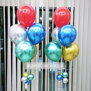 ลูกโป่ง แสดงความยินดี ช่อลูกโป่งโครเมี่ยมหลากสี 2 ช่อ พร้อมตกแต่ง สามารถเปลี่ยนสีลูกโป่ง/เปลี่ยนข้อความได้