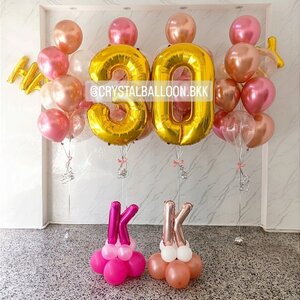 ลูกโป่ง วันเกิด ช่อลูกโป่ง Theme โรสโกล-ชมพูแชมเปญโครเมี่ยม ช่อ 10 ลูก 4 ช่อ พร้อม ฟอยล์ตัวอักษร Happy Birthday ขนาด 16" พร้อมตกแต่ง ฟอยล์ตัวอักษร ขนาด 16" ตั้งฐาน 2 ชิ้น,ฟอยล์ตัวเลข ขนาด 40" 2 ชิ้น สามารถเปลี่ยนสีลูกโป่ง/เปลี่ยนสี-ฟอยล์ตกแ