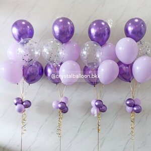 ลูกโป่ง วันเกิด ลูกโป่งช่อ 5 ลูก 4 ช่อ Theme ม่วง พร้อมตกเเต่ง สามารถเปลี่ยนสีลูกโป่ง/ข้อความสามารถเพิ่มได้