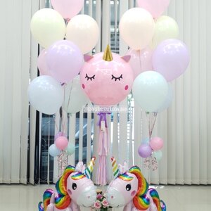 ลูกโป่ง วันเกิดเด็ก ช่อลูกโป่งสีพาสเทล ช่อ 7 ลูก 2 ช่อ พร้อม ลูกโป่ง Unicorn ขนาด 18" 1 ชิ้น พร้อม ฟอยล์ Unicorn ตั้งพื้น 2 ชิ้น พร้อมตกเเต่ง สามารถเปลี่ยนสีลูกโป่ง/เปลี่ยนข้อความ/เปลี่ยนฟอยล์ตกแต่งได้