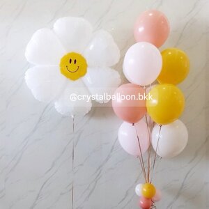 ลูกโป่ง เยี่ยมไข้ ลูกโป่งช่อ 9 ลูก 1 ช่อ พร้อม ฟอยล์ดอกเดซี่ 1 ชิ้น พร้อมตกแต่ง สามารถเปลี่ยนสีลูกโป่ง/สามารถเพิ่มข้อความได้