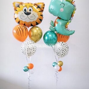 ลูกโป่ง วันเกิดเด็ก Theme ไดโนเสาร์ และ เสือ พร้อมตกแต่ง ลูกโป่ง 3 ลูก 2 ช่อ สามารถเปลี่ยนสีลูกโป่ง/เปลี่ยนฟอยล์ตกแต่งได้