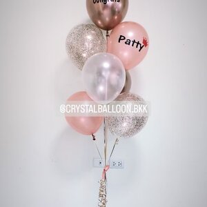 ลูกโป่ง แสดงความยินดี ช่อลูกโป่ง 7 ลูก 1 ช่อ พร้อมตกแต่ง ลูกโป่งใส ใส่กลิตเตอร์ สามารถเปลี่ยนสีลูกโป่ง/เปลี่ยนข้อความได้